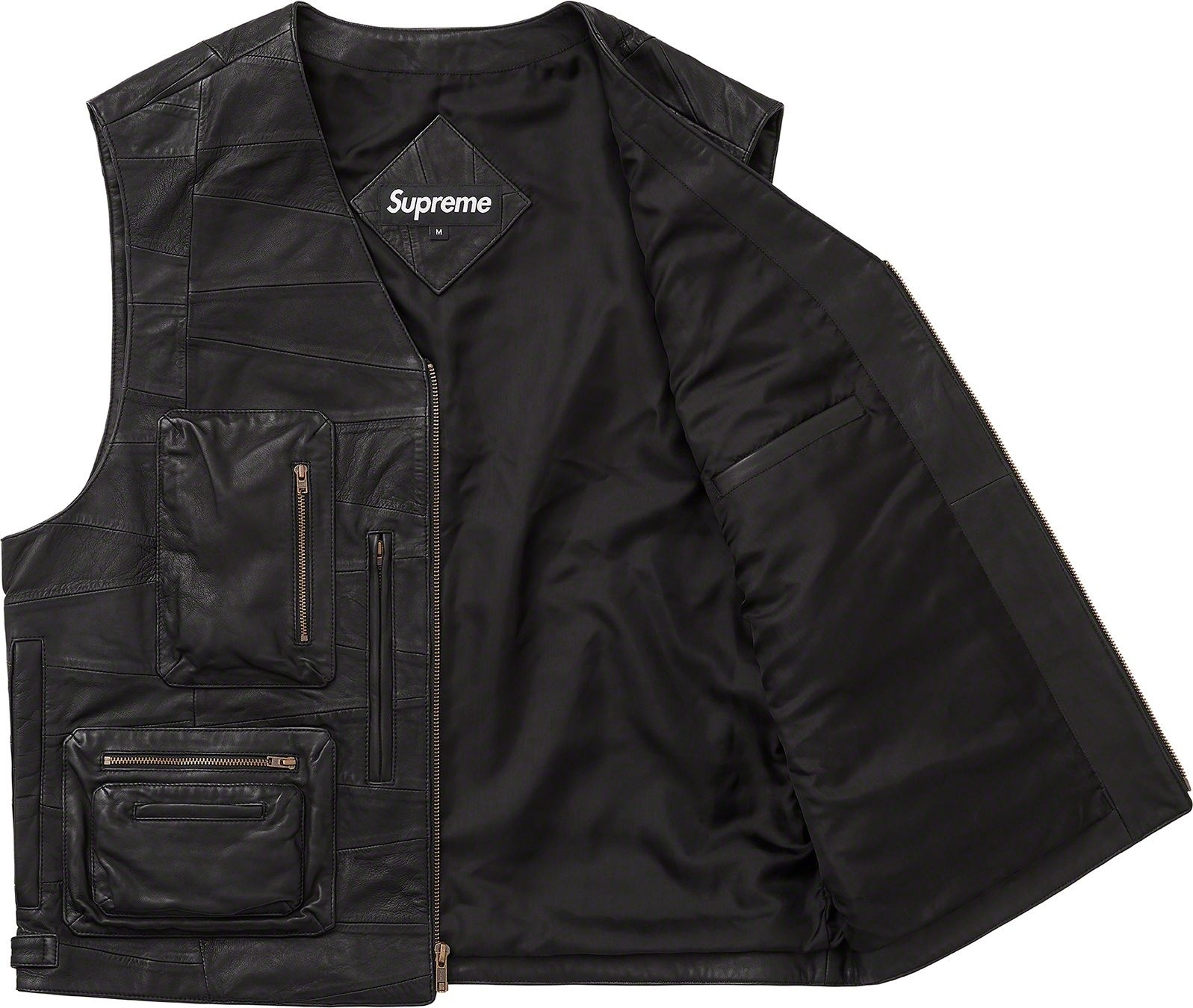 Patchwork Leather Cargo Vest view 10